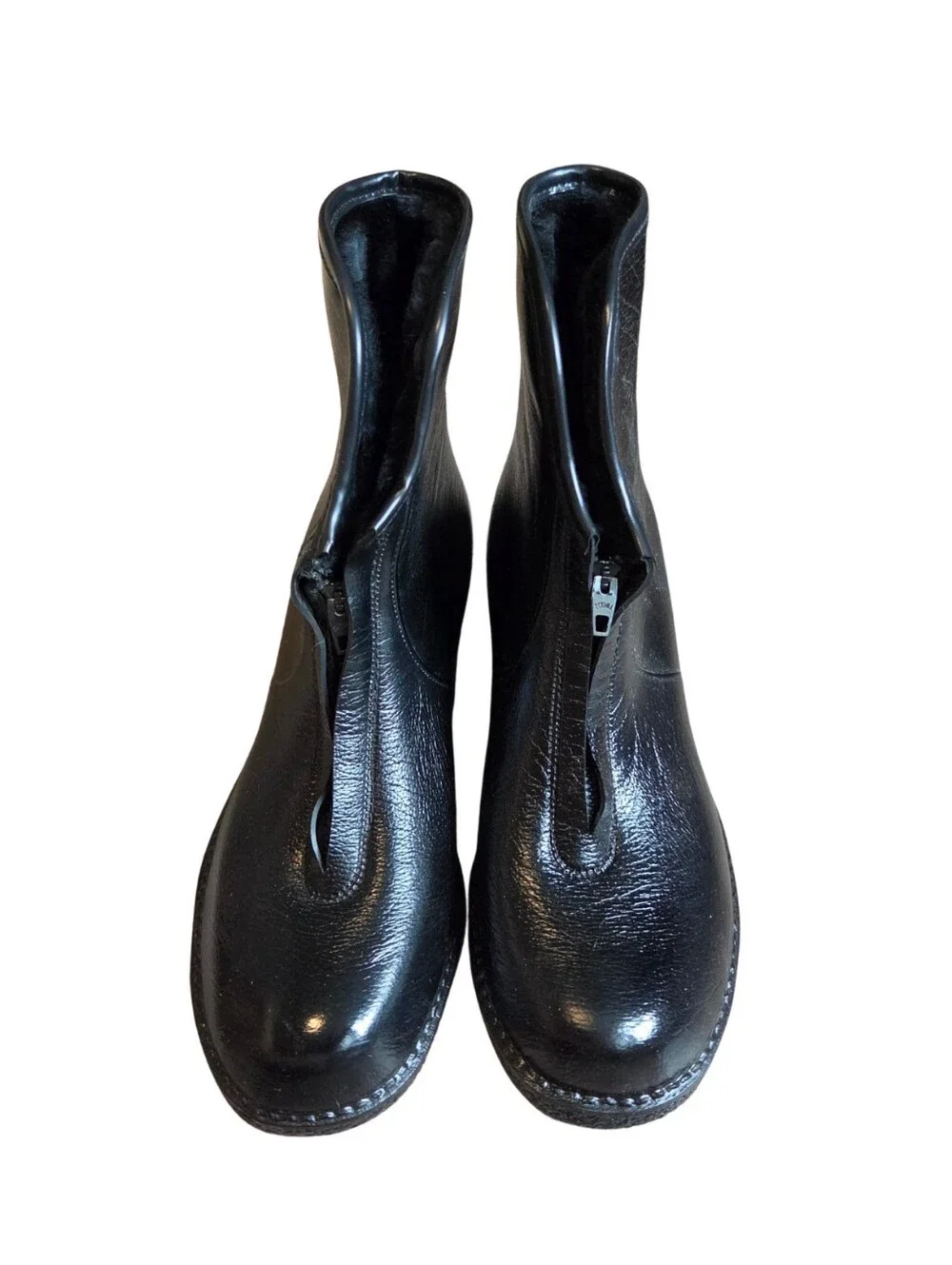 Vtg Waterproof Black Boots Womens 6 Made In USA Faux Fur Lined Commute Gorpcore